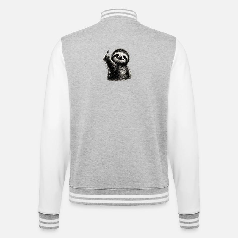 Naughty Sloth Middle Finger - College Sweat Jacket - heather grey/white