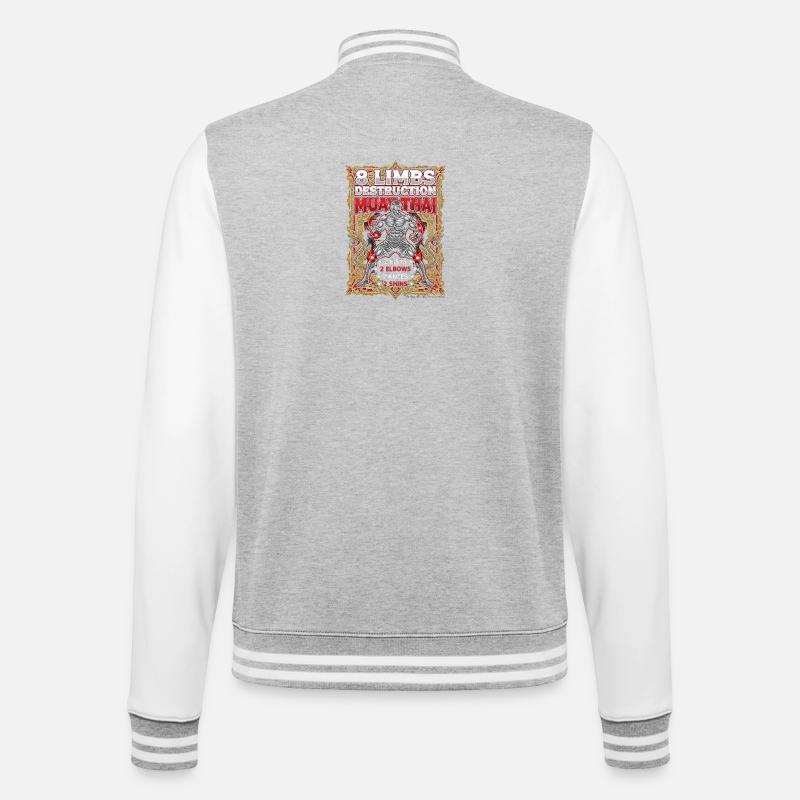 8 Limbs Muay Thai Destruction - College Sweat Jacket - heather grey/white