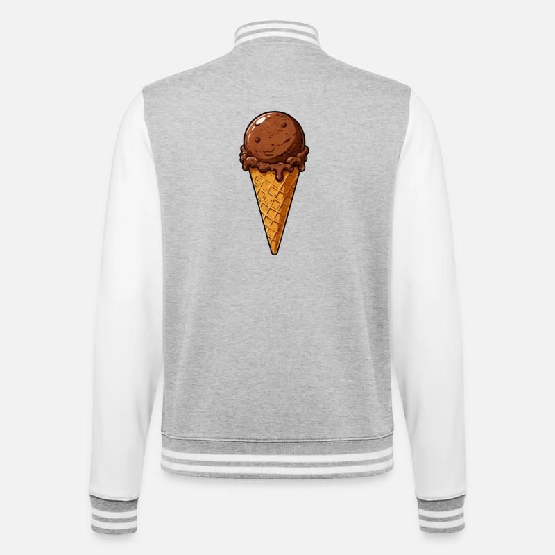 Schokoladen Eis Kugel - College-Sweatjacke - Grau meliert/Weiß