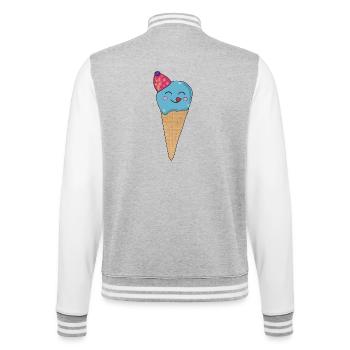 Eis-Eistüte - College-Sweatjacke - Grau meliert/Weiß - Hinten - Marisol (170cm)