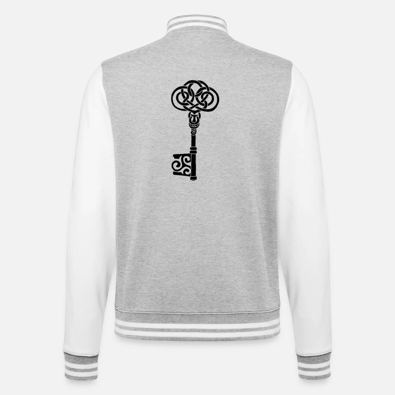 Clé celtique noire - Veste Teddy - gris chiné / blanc