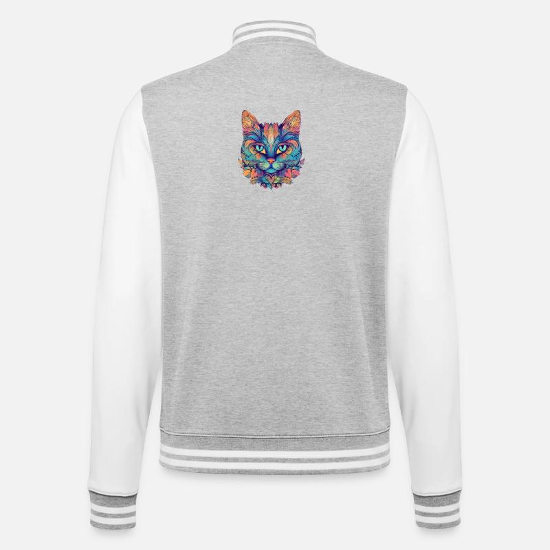 Abstrakten Katze - College-Sweatjacke - Grau meliert/Weiß