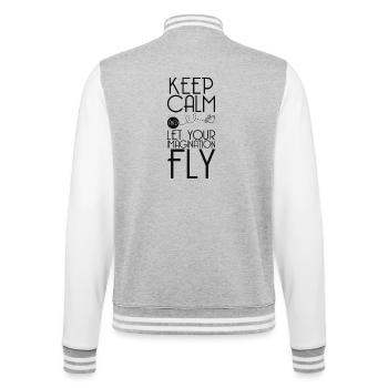Adventure-themed design - College Sweat Jacket - heather grey/white - Back - Marisol (170cm)