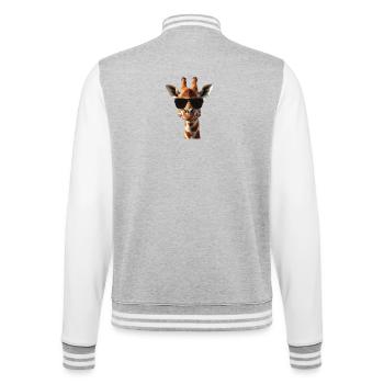 Girafe avec un look cool et sympa - Veste Teddy - gris chiné / blanc - Dos - Marisol (170cm)