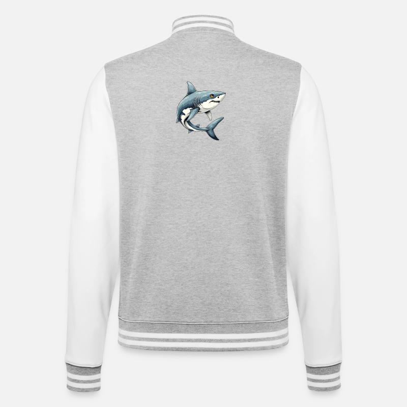 Requin - Veste Teddy - gris chiné / blanc