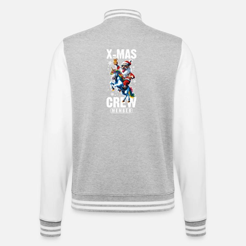 Weihnachts Crew Weihnachtsmann Einhorn - College-Sweatjacke - Grau meliert/Weiß