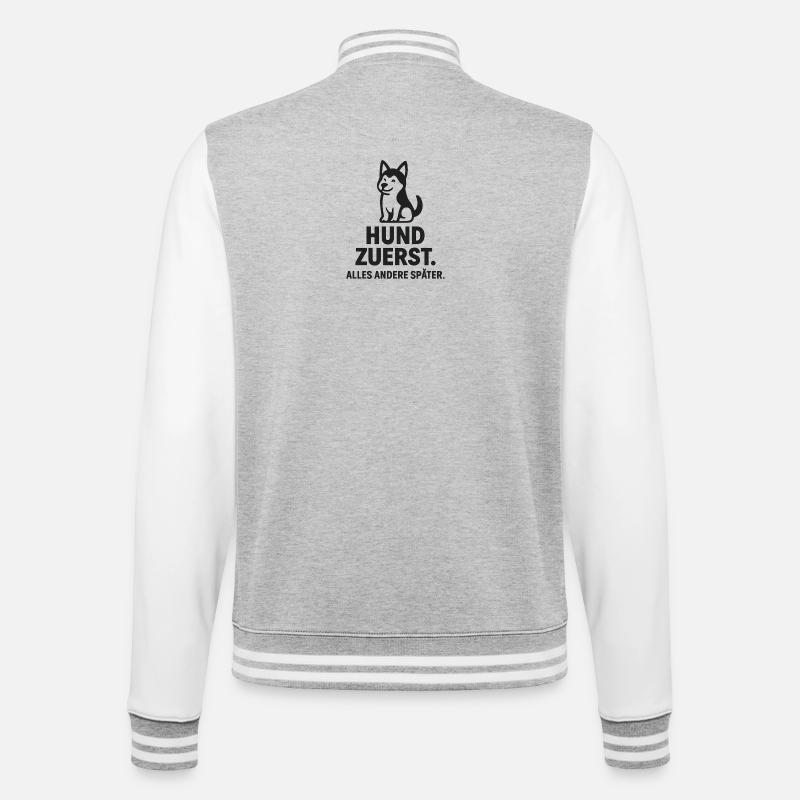 Dog First - Everything Else Later - College Sweat Jacket - heather grey/white