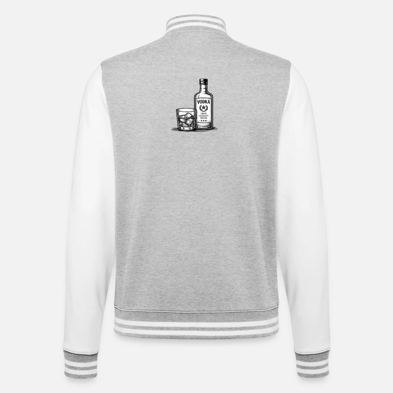 Monochrome Vodka Sketch Bottle - College Sweat Jacket - heather grey/white