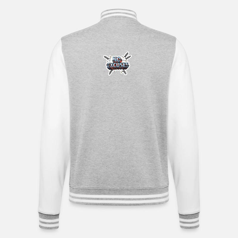 No Excuses Chains Graphic Tee - College Sweat Jacket - heather grey/white