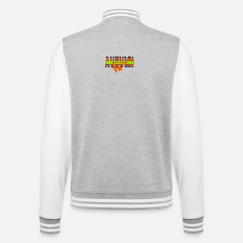 Herbstblatt Ankunft Grafikdesign - College-Sweatjacke - Grau meliert/Weiß
