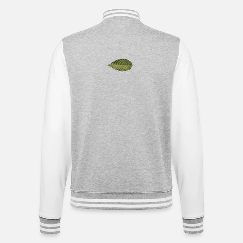 Blattstruktur Olivgrün Muster - College-Sweatjacke - Grau meliert/Weiß