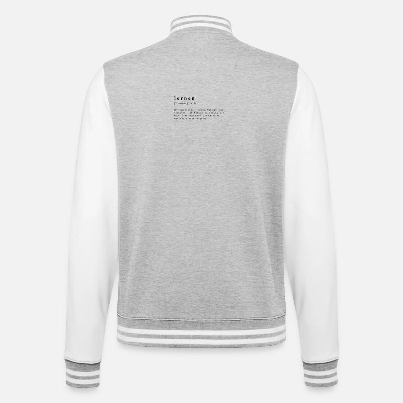 Learning - Verb - Definition - Phonetic Transcription - College Sweat Jacket - heather grey/white