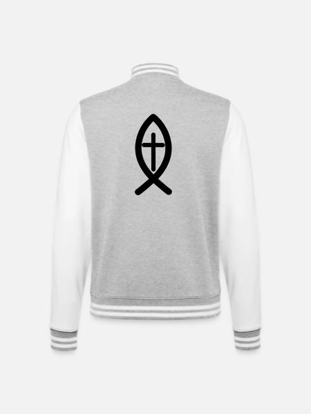 Jesus symbol - College Sweat Jacket - heather grey/white