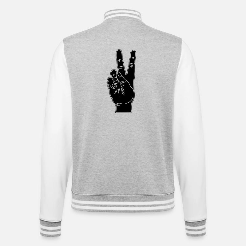 Black hand gesture peace - College Sweat Jacket - heather grey/white