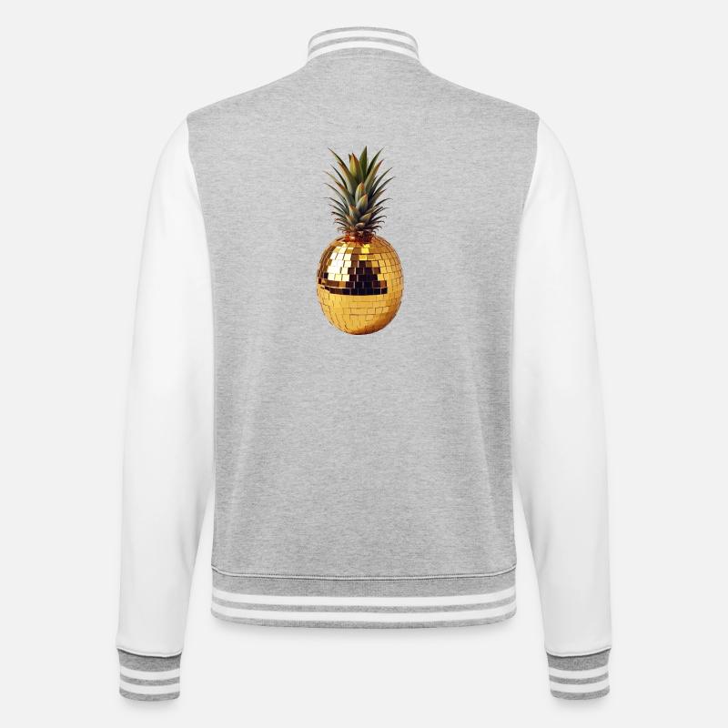Disco Party Früchte, Ananas - College-Sweatjacke - Grau meliert/Weiß