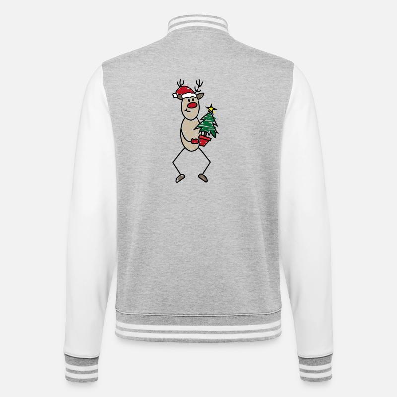 Weihnachten - College-Sweatjacke - Grau meliert/Weiß