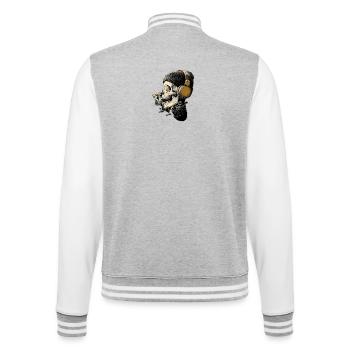 Headphone Skull with Flower - College Sweat Jacket - heather grey/white - Back - Marisol (170cm)