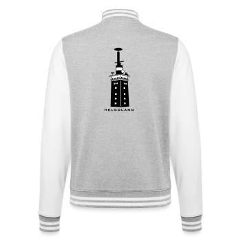 Leuchtturm Helgoland - Insel Nordsee Maritim Meer - College-Sweatjacke - Grau meliert/Weiß - Hinten - Marisol (170cm)