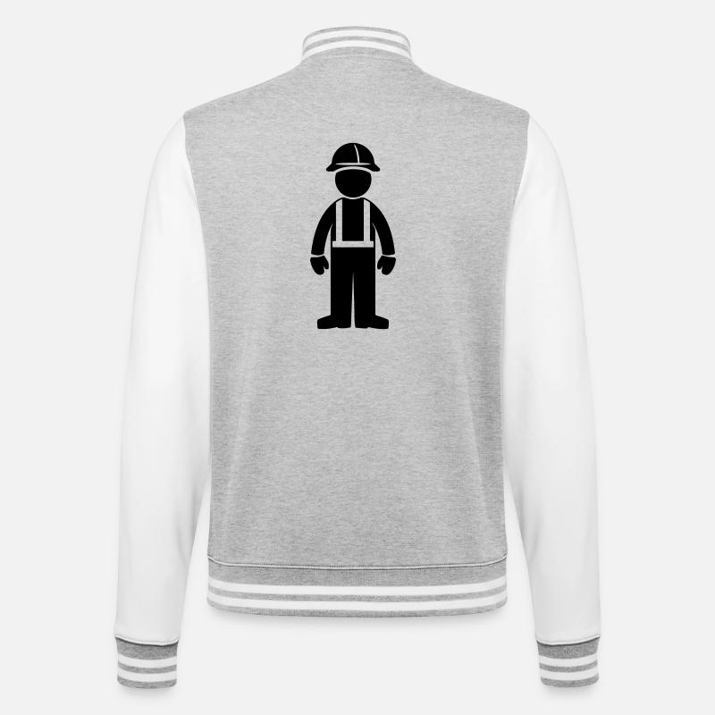 Bauarbeiter - College-Sweatjacke - Grau meliert/Weiß