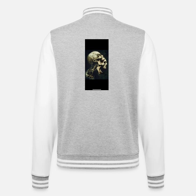 Tête de squelette au visage hurlant - Veste Teddy - gris chiné / blanc