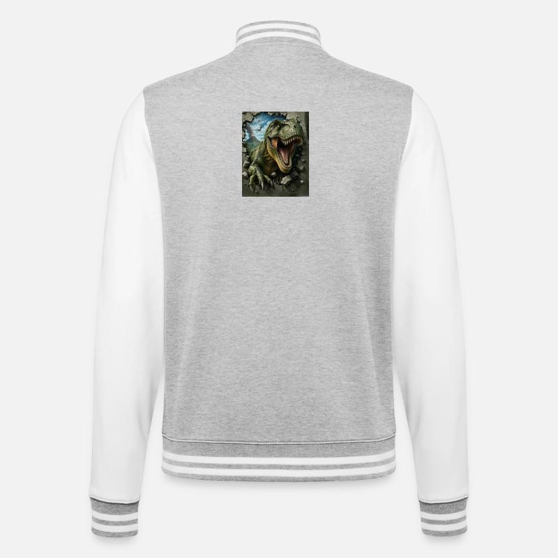 T-Rex eruption from rock face - College Sweat Jacket - heather grey/white