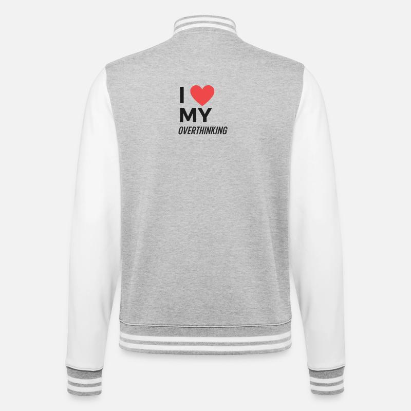 I Love My Overthinking - College Sweat Jacket - heather grey/white