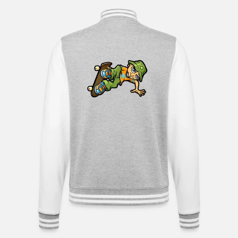 bboy in der Luft - College-Sweatjacke - Grau meliert/Weiß