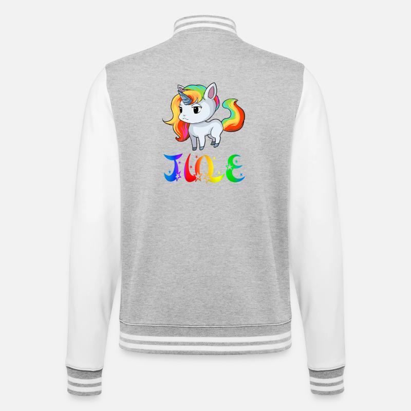Jule Einhorn - College-Sweatjacke - Grau meliert/Weiß