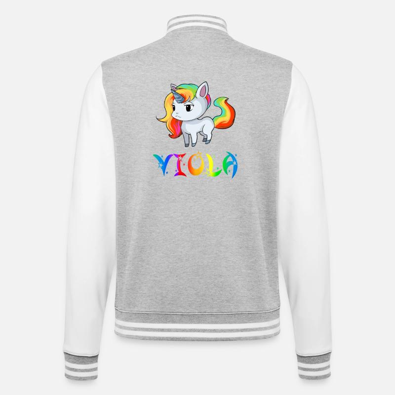 Viola Einhorn - College-Sweatjacke - Grau meliert/Weiß