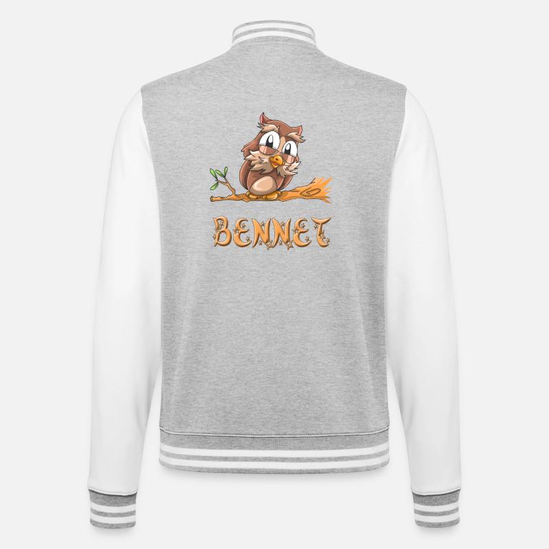 Eule Bennet - College-Sweatjacke - Grau meliert/Weiß