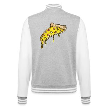 Tasty pizza piece - pizza - cheese - yummy - College Sweat Jacket - heather grey/white - Back - Marisol (170cm)