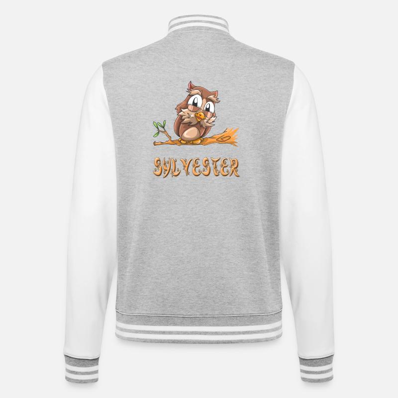 Eule Sylvester - College-Sweatjacke - Grau meliert/Weiß