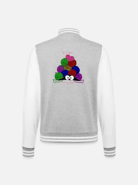 So viel Wolle so wenig Zeit! Garnknäuel witzig - College-Sweatjacke - Grau meliert/Weiß