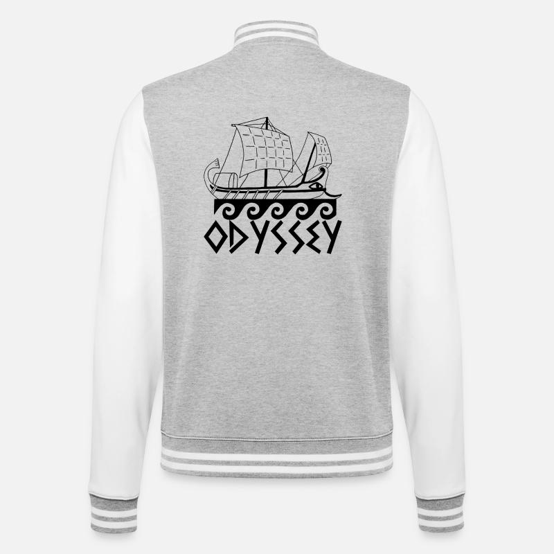 Boot und Odyssee - College-Sweatjacke - Grau meliert/Weiß