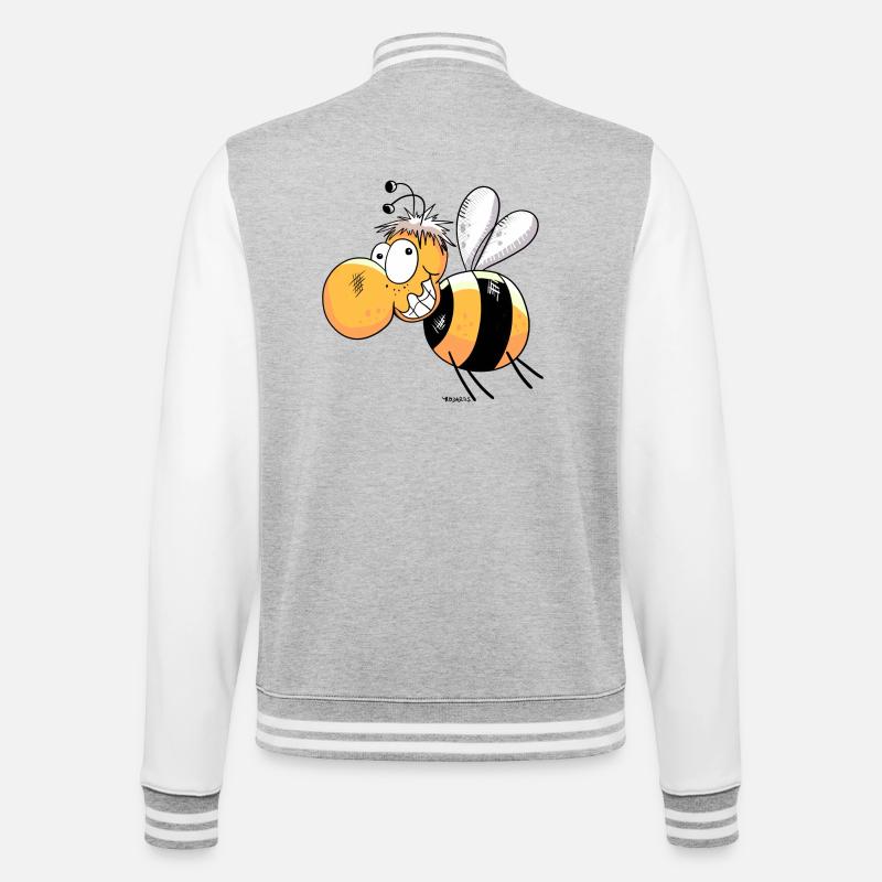 Fröhliche Biene - College-Sweatjacke - Grau meliert/Weiß