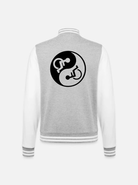Rollstuhl Yin und Yang Symbol Bild # - College-Sweatjacke - Grau meliert/Weiß