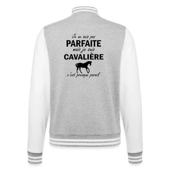 je ne suis pas parfait mais je suis cavalière ... - Veste Teddy - gris chiné / blanc - Dos - Marisol (170cm)