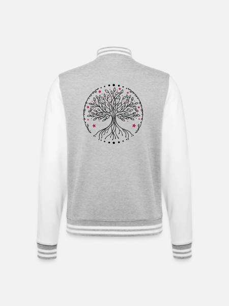 Lebensbaum Yoga - College-Sweatjacke - Grau meliert/Weiß