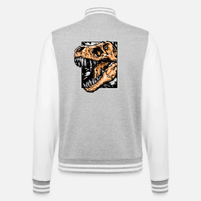 Dinosaurier / T-Rex / Trex / Geschenkidee - College-Sweatjacke - Grau meliert/Weiß
