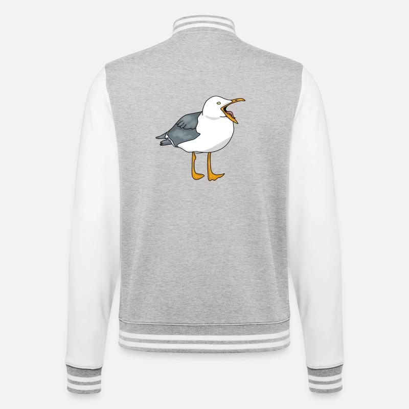 Möwe - Seagull - College-Sweatjacke - Grau meliert/Weiß