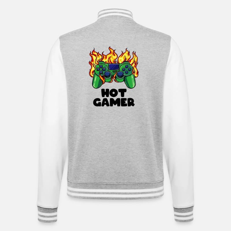 Gamer Gambler Video Player Games Controller - College Sweat Jacket - heather grey/white