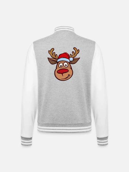 Christmas reindeer face - College Sweat Jacket - heather grey/white