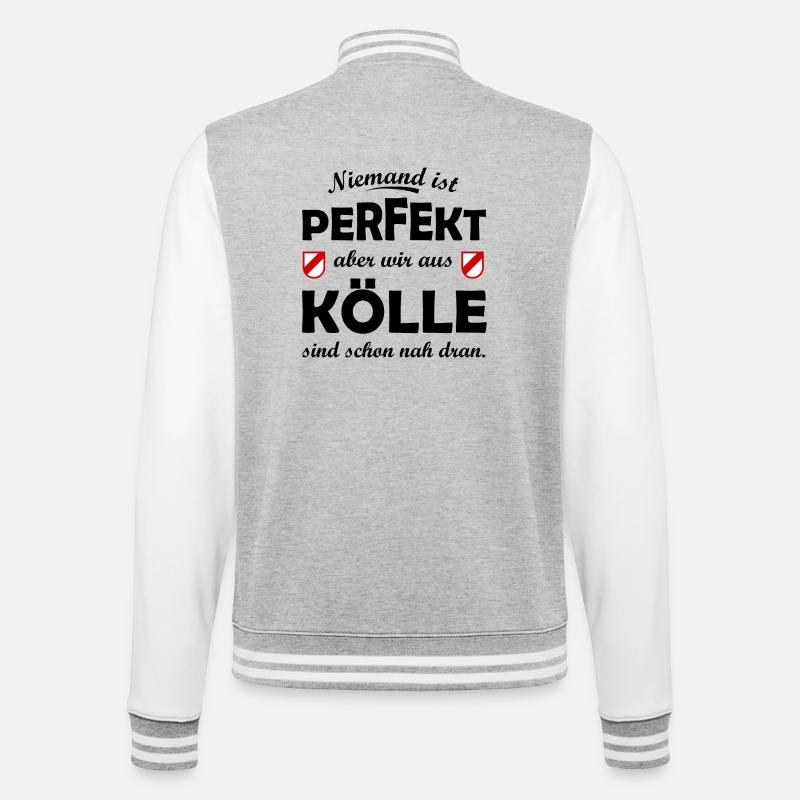 Kölle Perfekt - College-Sweatjacke - Grau meliert/Weiß
