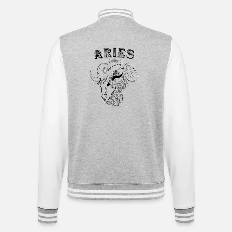 Aries Sternzeichen Widder - College-Sweatjacke - Grau meliert/Weiß