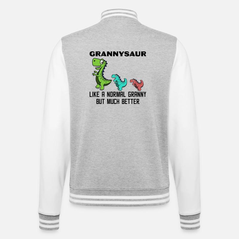 Lustig Großmutter Oma Dinosaurier Statement - College-Sweatjacke - Grau meliert/Weiß