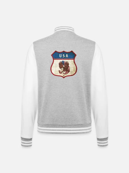 USA coat of arms eagle design - College Sweat Jacket - heather grey/white