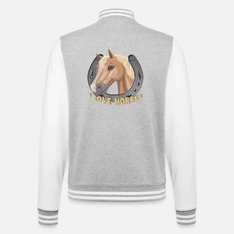 Ich liebe Pferde Pferd Pferd - College-Sweatjacke - Grau meliert/Weiß
