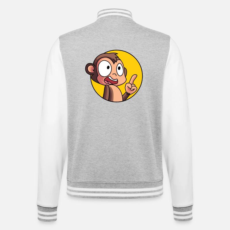 Schlaues Äffchen - College-Sweatjacke - Grau meliert/Weiß