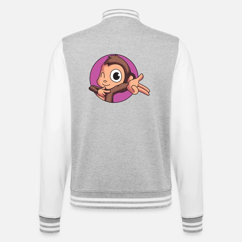 Freches Äffchen - College-Sweatjacke - Grau meliert/Weiß