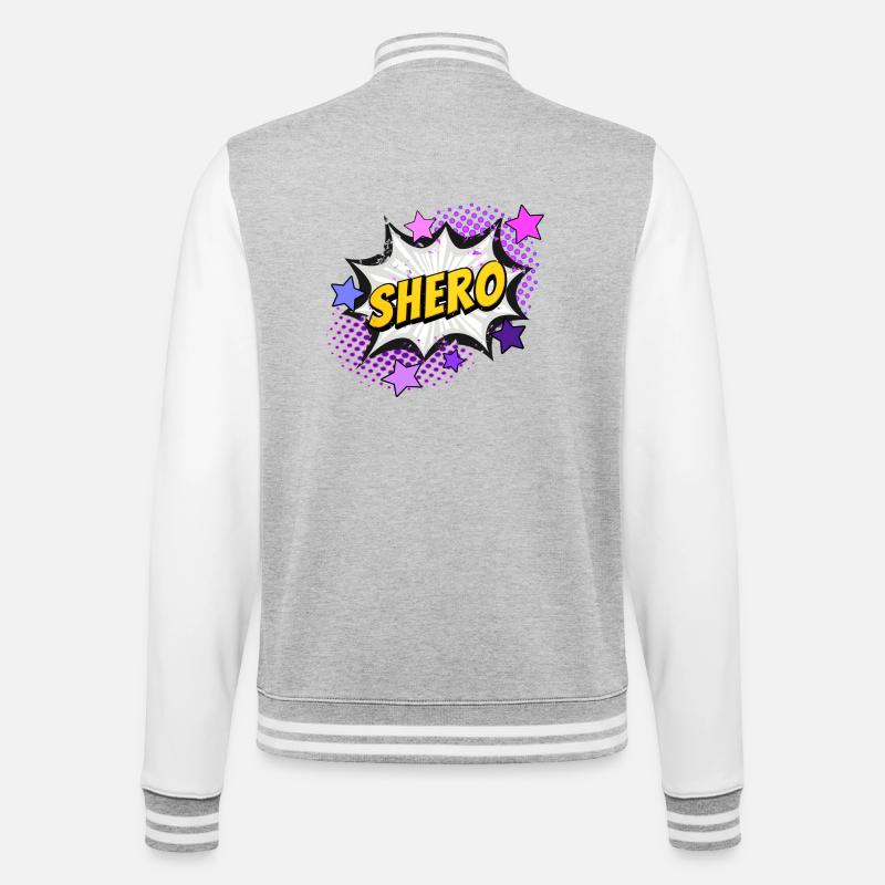 Shero - die Heldin - College-Sweatjacke - Grau meliert/Weiß